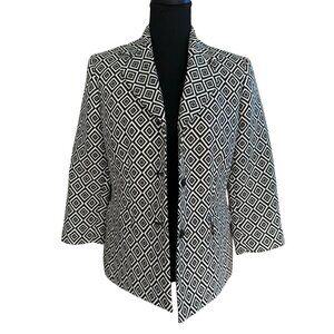 NWT Kasper Black and White Overcoat Jacket Blazer - Size 10 P Medium